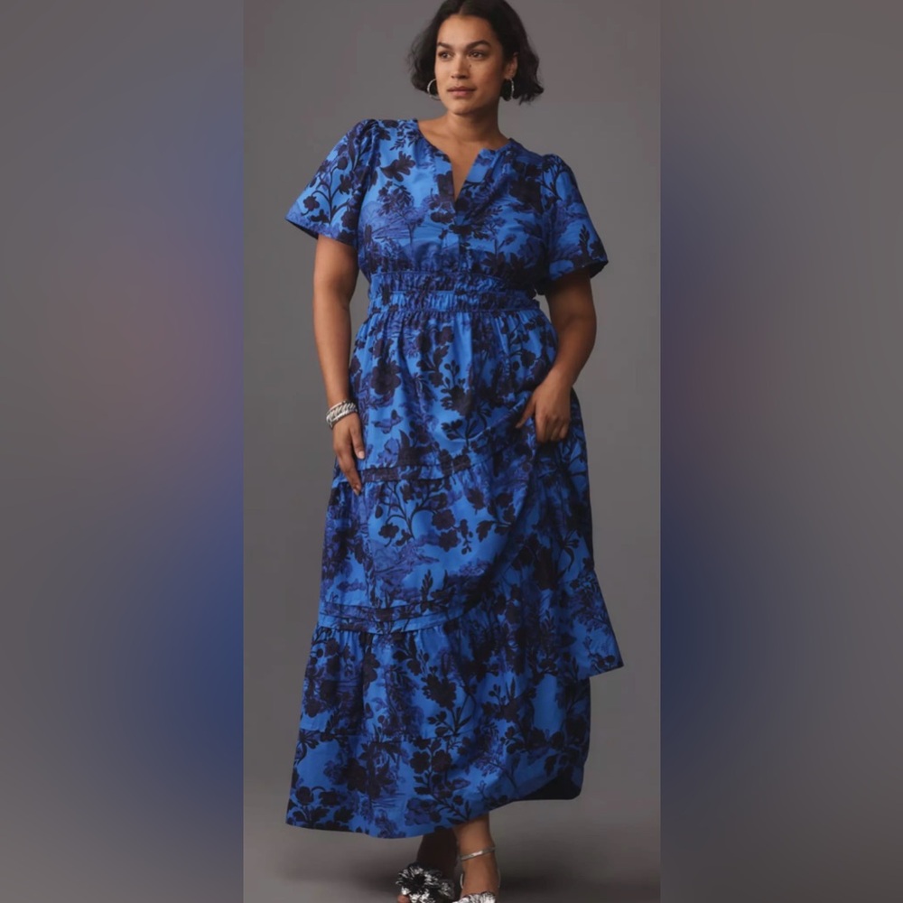 The Somerset Maxi Dress from Anthropologie – Blue/Black Floral